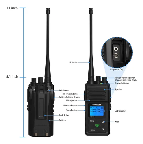 Radio Bidireccional Recargable 5 W 6 Unidades Uhf 2 Vías Color Bandas De Frecuencia