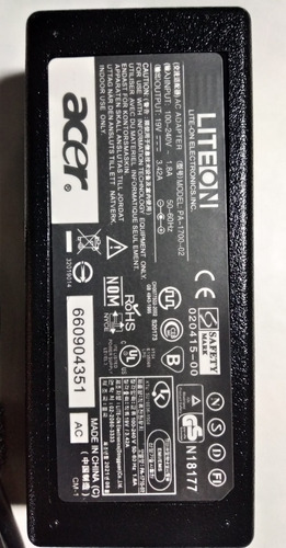 Imagen 3 de 3 de Cargador Original Para Lapto Acer 19v 3.42a 5.5*1.7mm 65w
