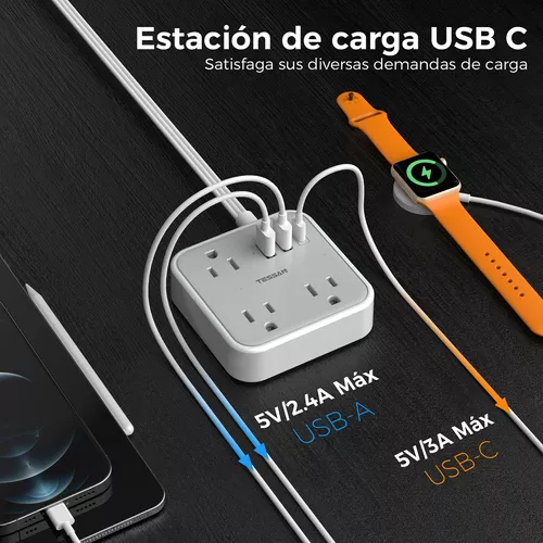 Rev Ritter Regleta con Conector Plano, 3 enchufes, con Interruptor, 2 m :  : Electrónica