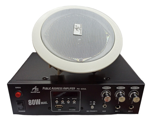 Amplificador Sonido Ambiental + 6 Parlantes De Techo.