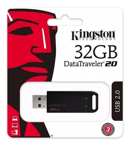 Pendrive Kingston Datatraveler 20, 32 Gb, Usb 2.0 - Saletech Color Negro
