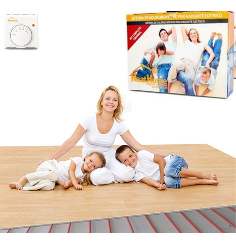 Piso Radiante Eléctrico Kit Completo 2m² Calefacción Losa Termostato Manual Bajo Consumo Antihumedad Ahorro Energía Instalación Fácil Suelo Interior Calor Uniforme Alta Eficiencia Durabilidad