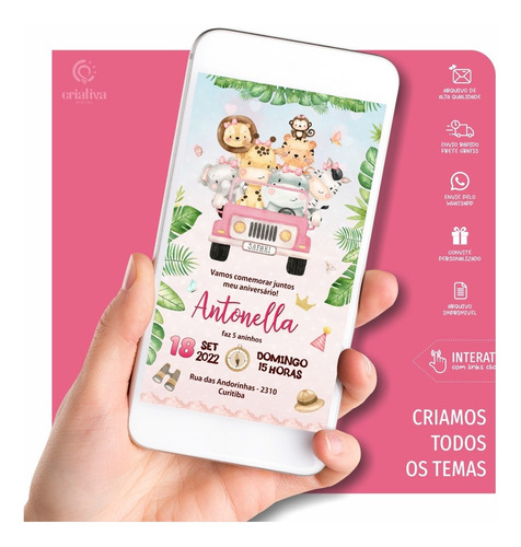 Convite Safari Selva Menina Whatsapp 2