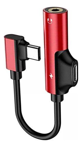 6 Adaptador Jack Para Auriculares Usb-c Pd Con Carga Rojo