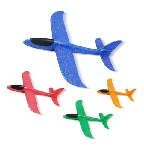Packx4 Avión Aviones De Plumavit Con Luces Colores Surtidos