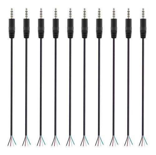 Cable 3.5mm Trrs 4 Polos A Cable Desnudo, 10 Pack/12 Inch