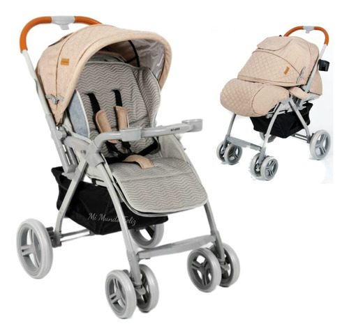 Coche Cuna Para Bebe Barza Niños Llanta Grande Mango Cuero