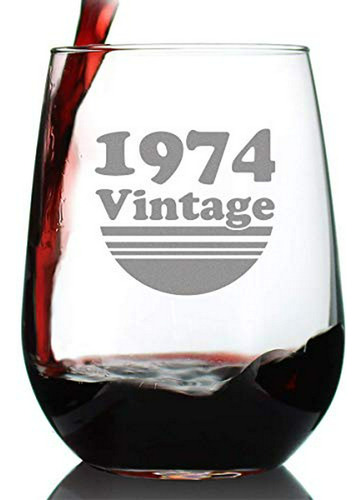 Copa De Vino Sin Tallo Vintage De 1974 A 50 Cumpleaños, Rega