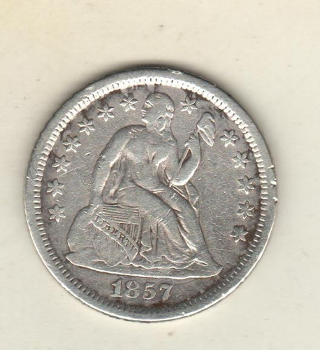 Usa Moneda De 1 Dime Seated Liberty Año 1857 O - Vf+