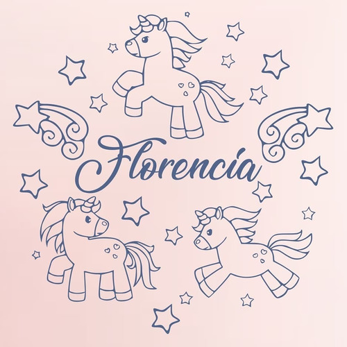 Vinilo Decorativo Personalizado Con Nombre Unicornios