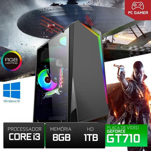 Computador Cpu Gamer Hd 1tb Placa De Video Gt710 2gb 8gb Ram