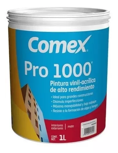 Pintura Vinil-acrílica Blanca Comex Pro 1000 Plus 1 Litro