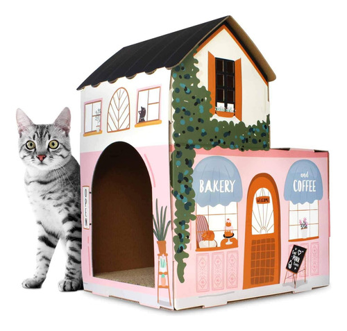 Casa Para Gatos Y Rascador Para Gatos Con Hierba Gatera Incl