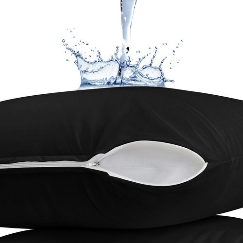 Protector De Almohada Impermeable A Prueba De Chinches 2 Pz Negro Liso