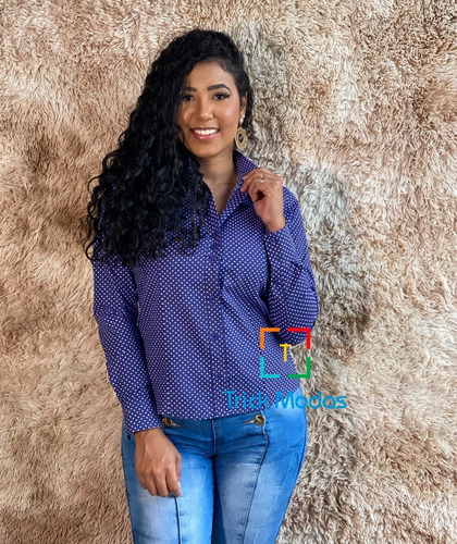Imagem 3 de 3 de Camisete / Camisa Social Feminina Barato Manga Longa P Ao Gg