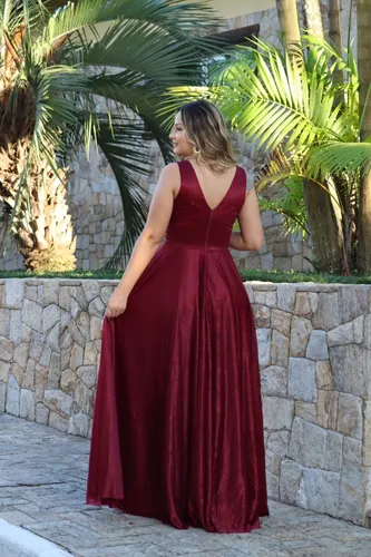 Vestido Festa Madrinha Luxo Brilho Terracota Rosa Canela R 279