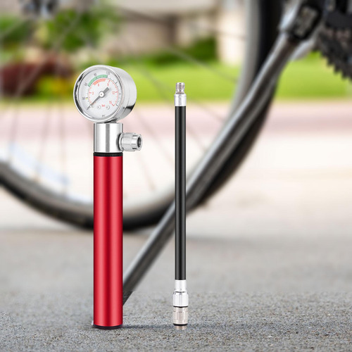 Bomba De Bicicleta, Inflador De Bomba De Bicicleta Con Rojo