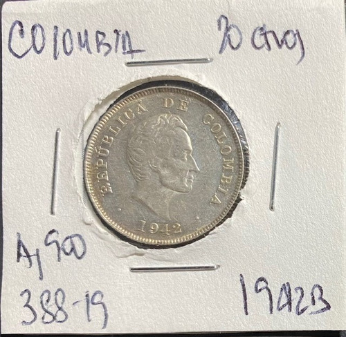 Colombia 20 Centavos 1942b Jer388.19