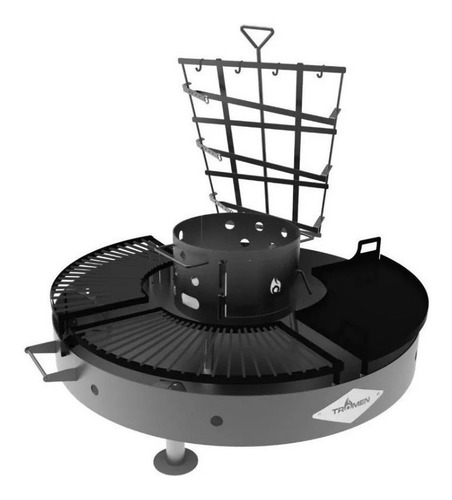 Imagen 2 de 2 de Parrilla móvil Tromen Duomo 110cm de ancho 130cm de alto 110cm de profundidad negra