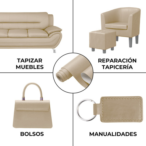 Tela Vinipiel 1.40m X 10m Para Tapizar Muebles Salas Color Beige Diseño De La Tela Lisa