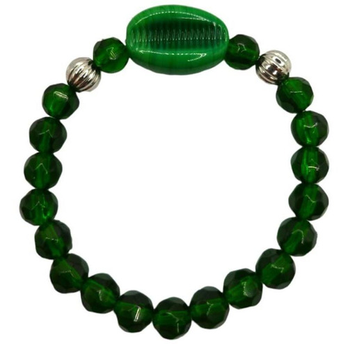 Pulseira Oxossi Búzios Verde Cristal E Silicone