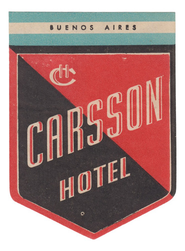 Buenos Aires Etiqueta De Hotel Carsson Publicidad Vintage