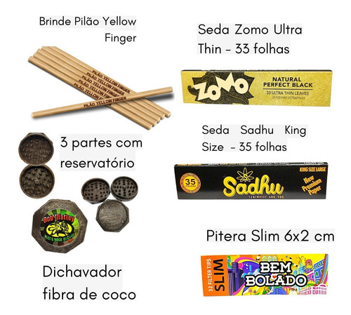 Imagem 6 de 8 de Kit Dichavador Case Tesoura Cuia Piteira Pilão Mocó E Seda
