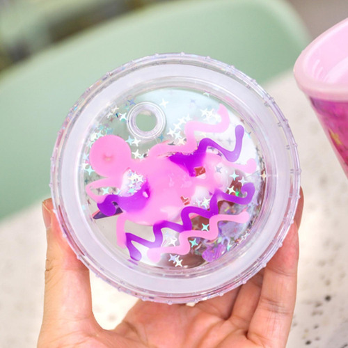 Vaso Con Bombilla Diseño Unicornio Glitter Y Luces Kawaii