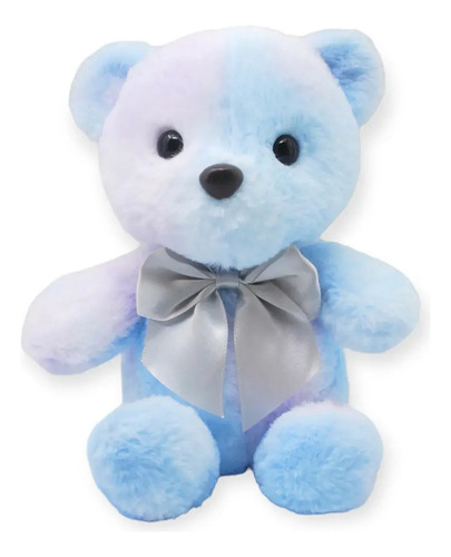 Oso De Peluche Con Moño Suave Juguete Animales Muñeco 21cm Color Azul Claro