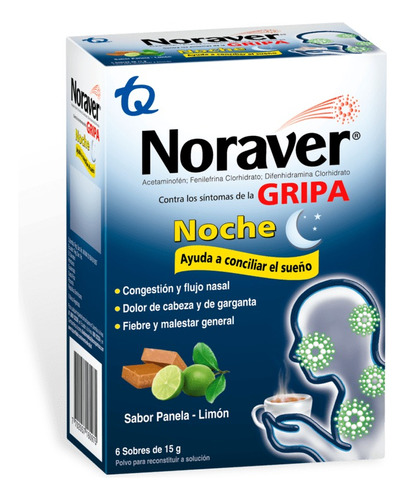 Noraver Gripa Noche Caja X 6 Sob