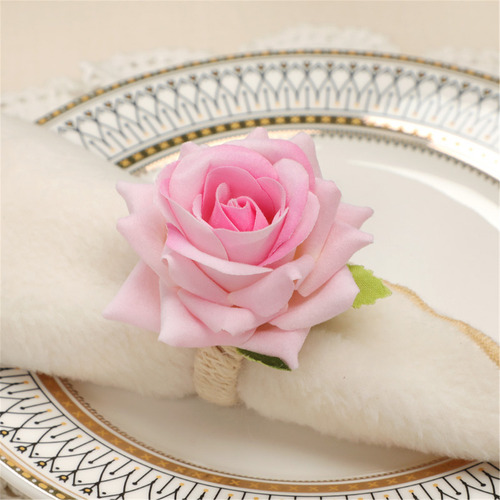 4 Peças De Anéis De Guardanapo De Flores Rosas, Porta-guarda