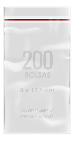 Pack Bolsitas Celofan Plasticas Adhesivas 8x15 Cm 200 Unds