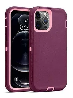 Funda Para iPhone 12 Pro Full Body Silicona Pc Borgoña/rosa