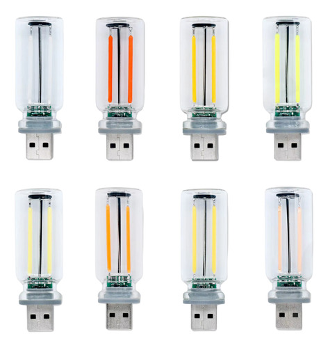 Kit 8 Mini Focos Filamento Led Usb Luz Vintage Dimmer Táctil