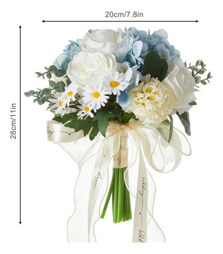 Azul Y Blanco Ramo De Mano Flores Artificiales Ramos De Boda