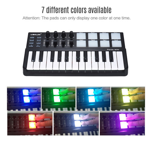 Teclado Midi Worlde Panda Pequeño Portátil Con Usb