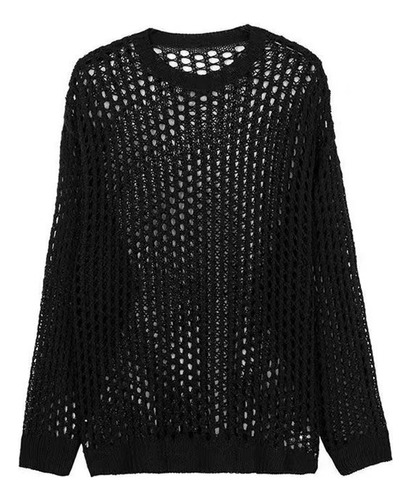 Top De Punto Hueco De Otoño 2024 Con Cuello Redondo Multicol