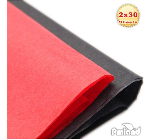Papel De Seda Para Regalo Pmland Negro Y Rojo 20 Pulgadas X