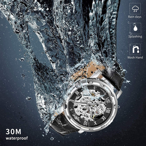 Reloj Para Hombre, Esqueleto Mecanico Steampunk Automatic...