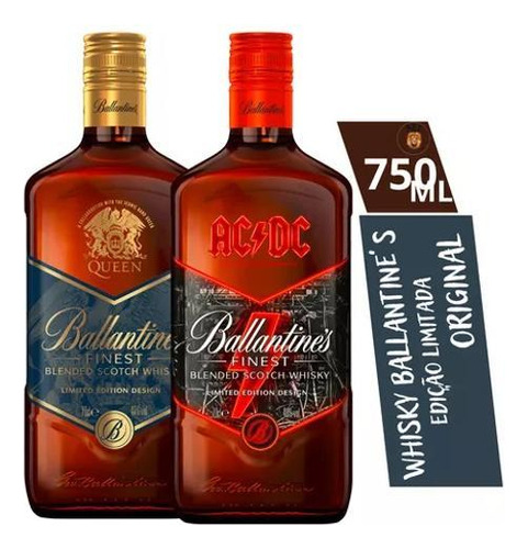 Whisky Ballantine's Finest - Edição Ac/dc + Queen 750ml