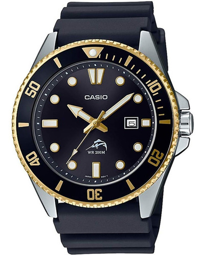 Reloj pulsera Casio MDV-106 con correa de resina color negro - bisel negro/dorado