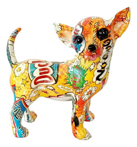 Graffiti Chihuahua Estatua Perro Estatuilla Adorno Para