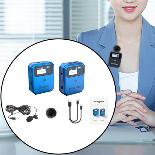 Conjunto De Microfone De Colar Sem Fio Microfone De Azul