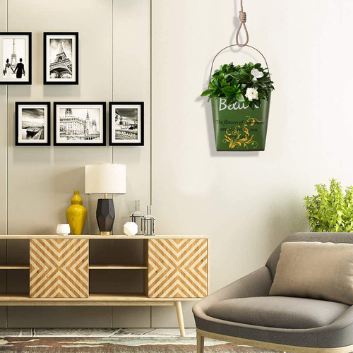 Cubo De Flores De Hojalata Para Pared Decorado