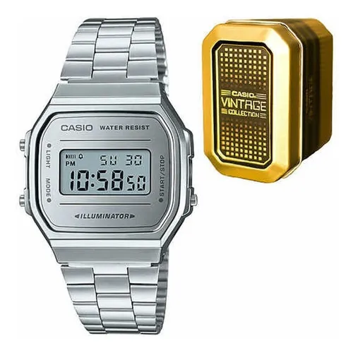 Reloj Casio A168wem 7df Vintage Retro Plateado Digital Env o gratis