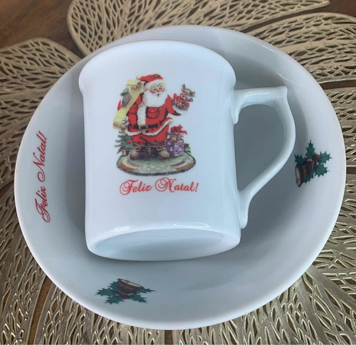 Kit Bowl E Caneca Porcelana Natal 