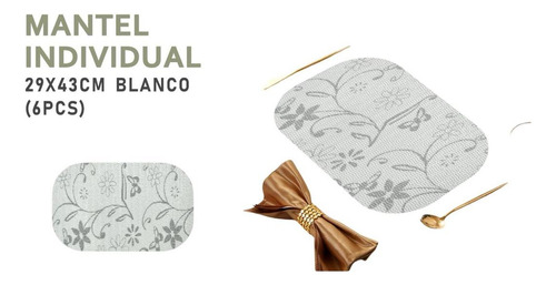 Set De 6 Individuales De Mesa Mantel Rectangular