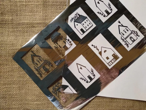 Papel Foil Impreso Navidad Tamaño A4 Modelo Casita Plateado