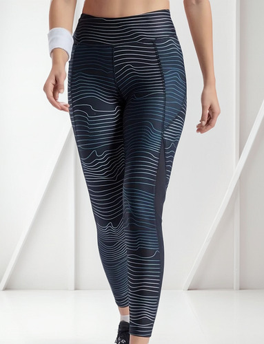 Leggings Running Reebok Running Aop Negro Mujer Ha0997