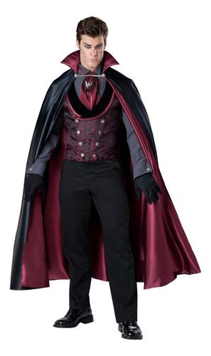 Capa Vampiro Disfraz Dracula Para Adultos + Colmillos